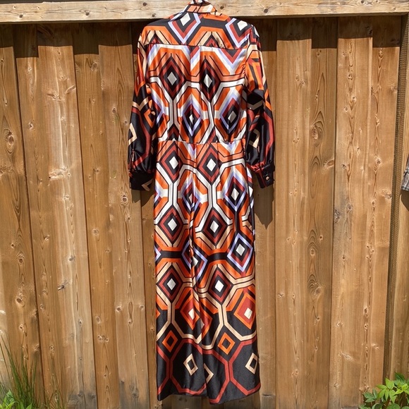 NWT ZARA Women's Geometric Print Jumpsuit Black/ Orange Size Small - Picture 7 of 12